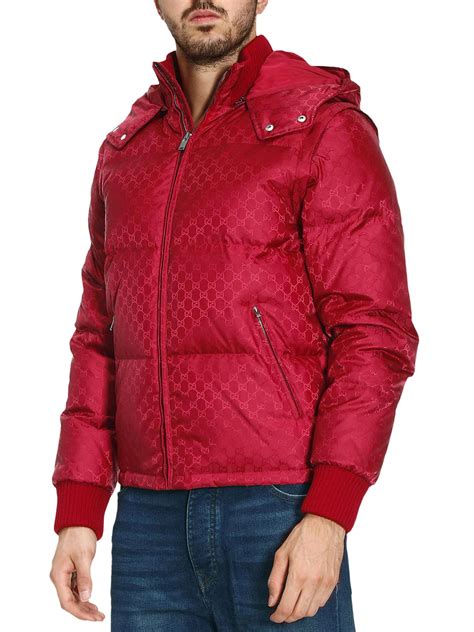 gucci nylon windbreaker red|Gucci jacquard puffer jacket.